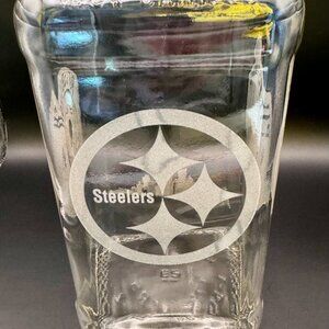 Pittsburgh Steeler, Penguins, Pirates and City Skyline engraved Bottle